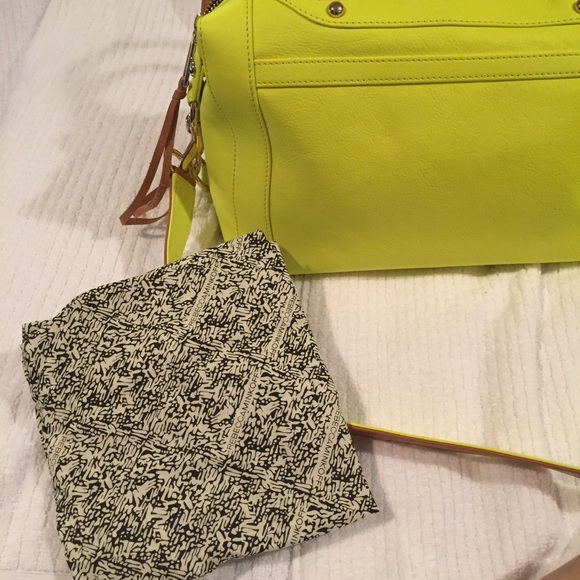 *SOLD* Rebecca Minkoff MAB Mini SatchAlmond/Neon Y - Picture 4 of 8